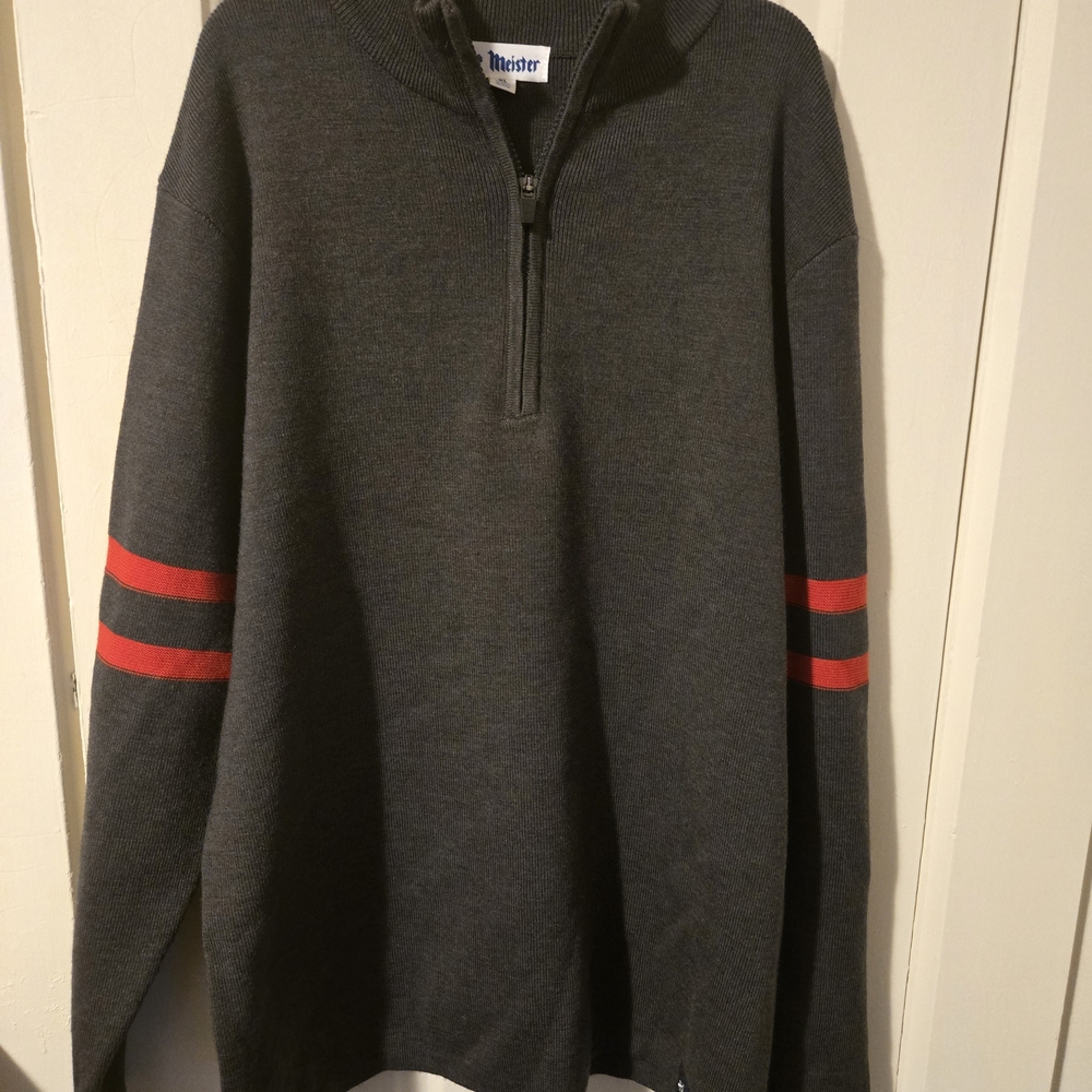 Meister Men's Charcoal and Red‎ Zip-Up Sweater